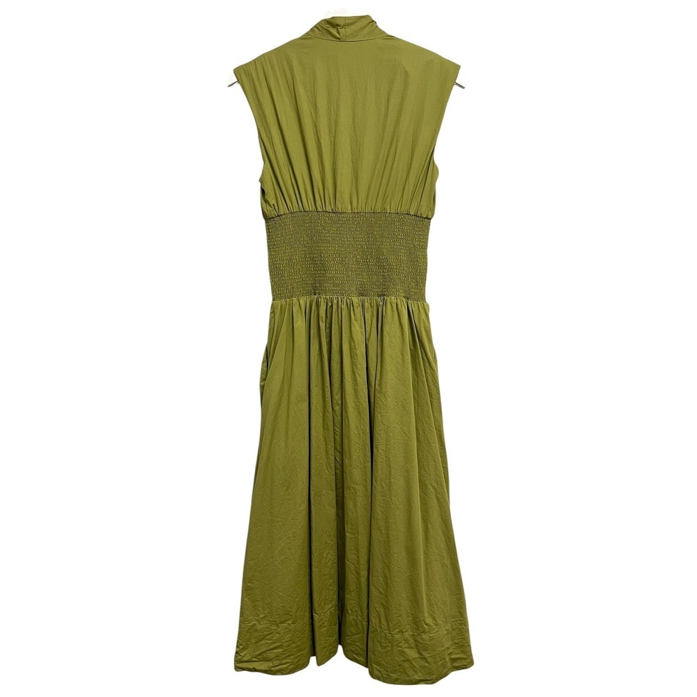 Anthropologie Tommie Dress Womens Small Green Smocked Waist Zip Front Midi Boho - Picture 10 of 10